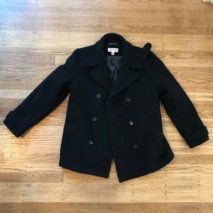 Calvin Klein Black Wool Blend Peacoat Medium